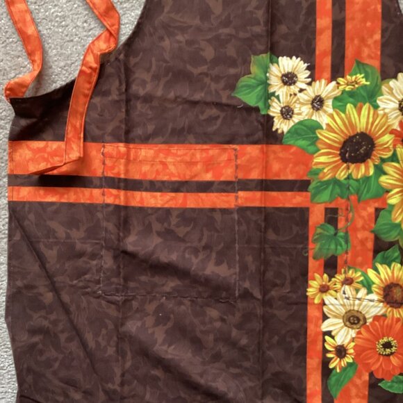 NWOT Handmade Apron with Pockets Size S Sunflowers Fall Colors Kitchen Linens - Picture 3 of 4
